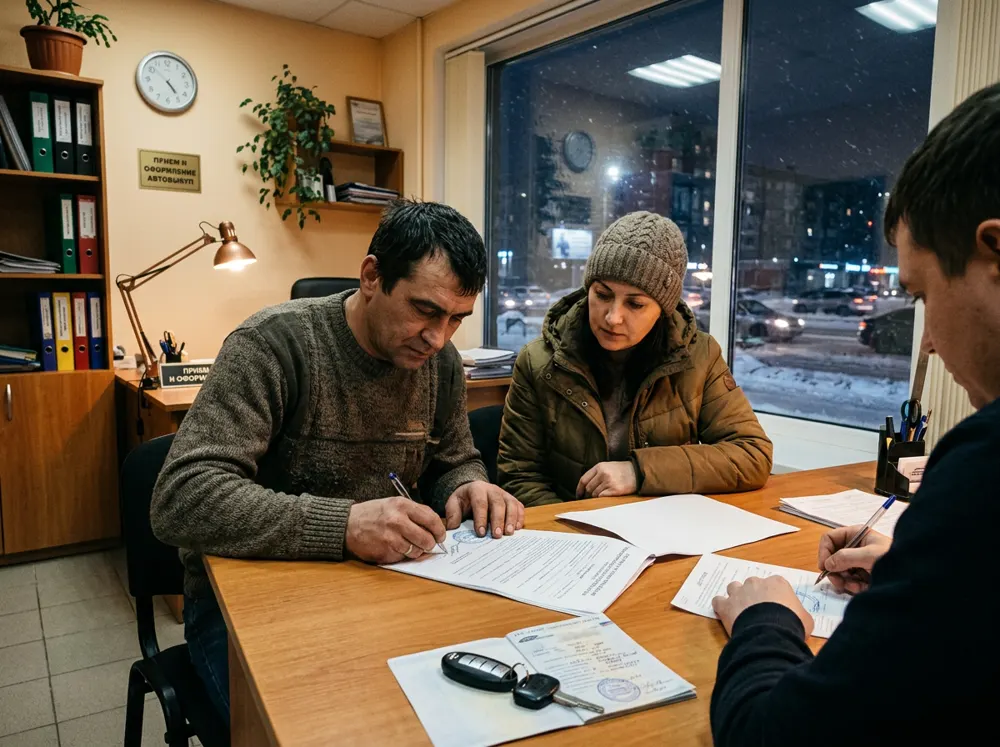 Подписание договора купли-продажи автомобиля